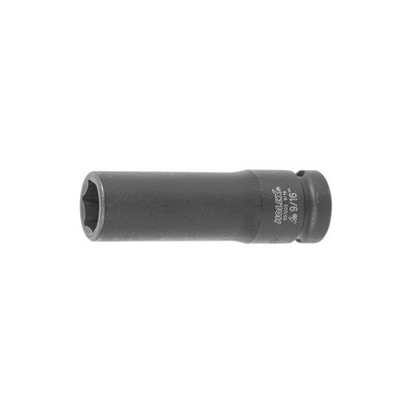 Holex Impact Socket, 1/2 inch Drive, 6 pt, Deep, 9/16 inch 651202 9/16